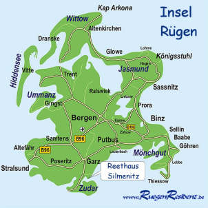 Lageplan der Insel Rügen - lizensierte Ausgabe der Firma Hadiko - Kopieren unzulässig!